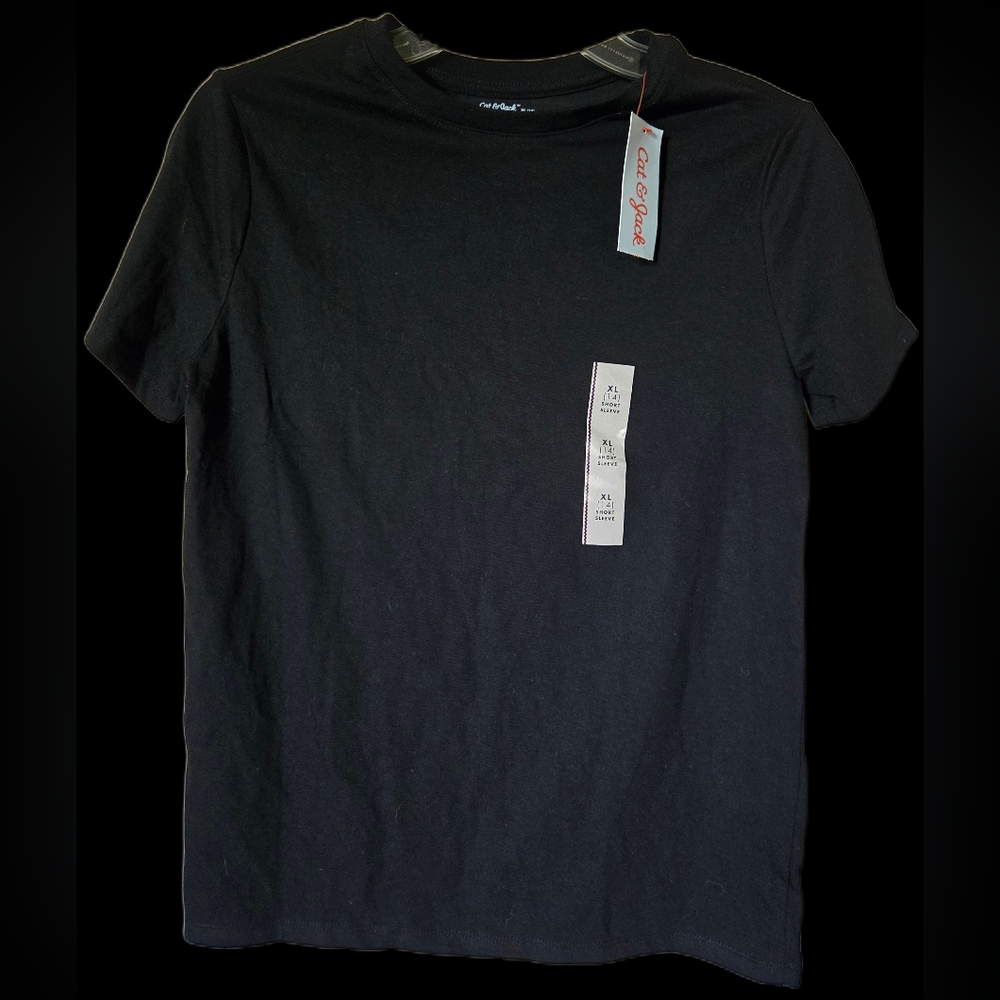 ⏰️ NWT Cat & Jack Black Short Sleeve Crew T-Shirt Big Kids